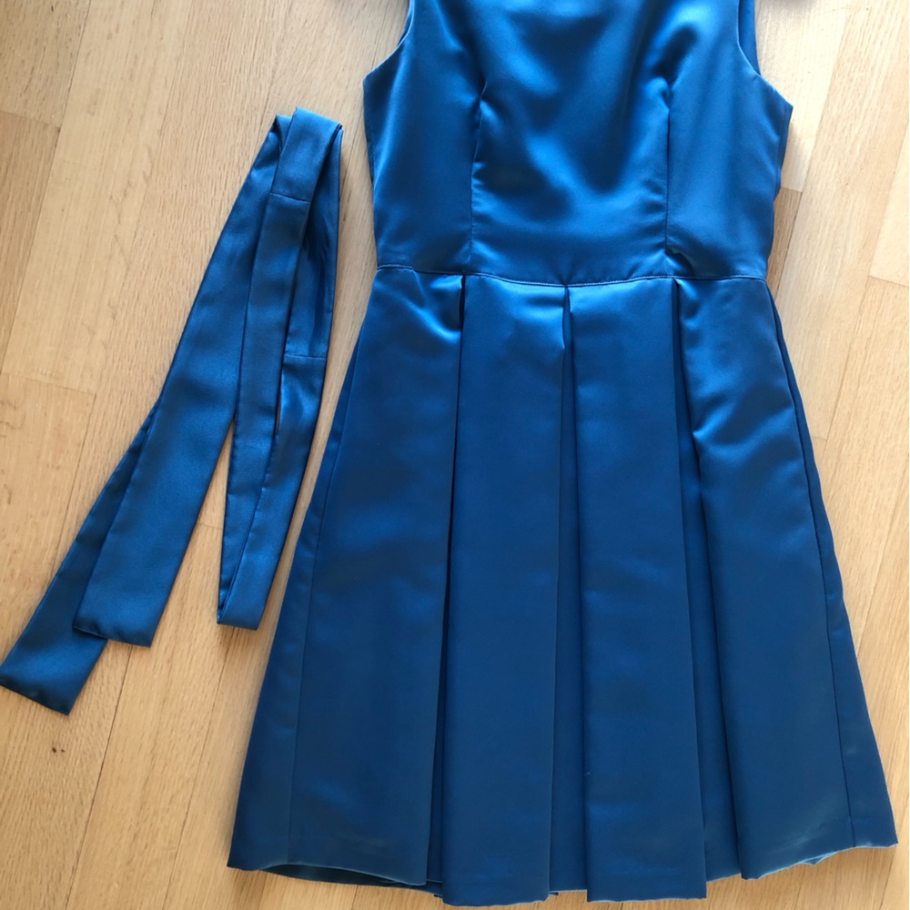 Custom A-line dress. Teal color, size 4